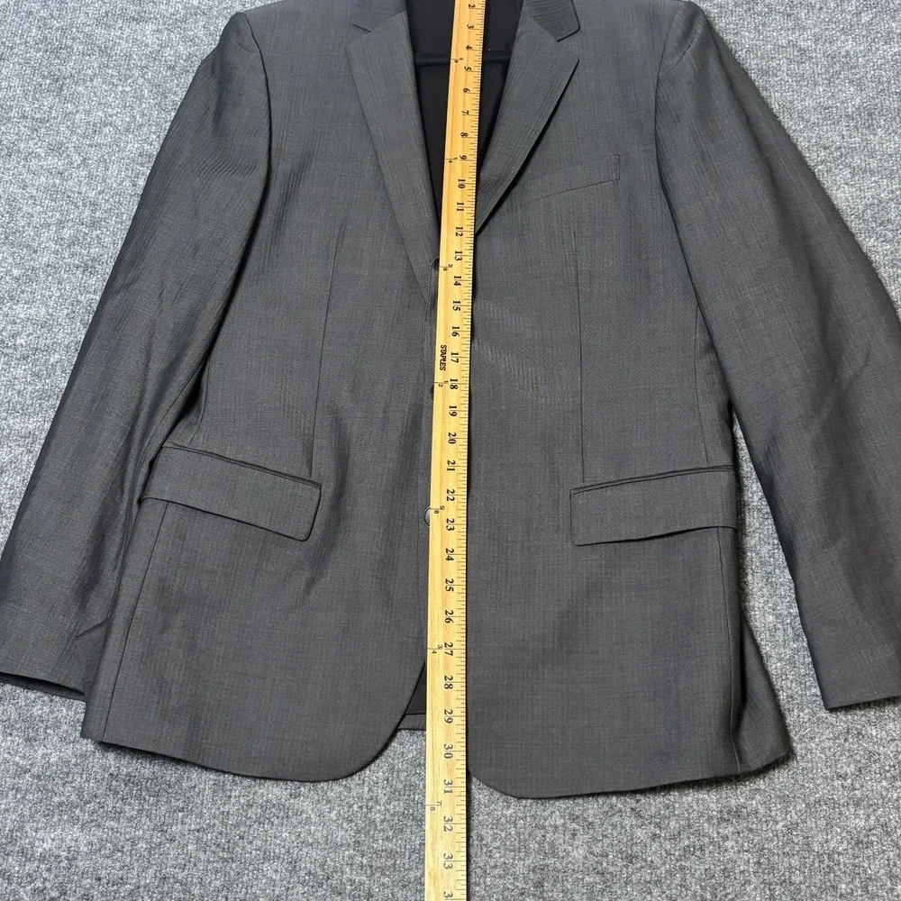 Hugo Boss Suit Jacket Mens 40R Gray Virgin Wool 2 Button Bulgaria Notch Lapel‎